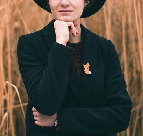 Dřevěná brož Dear fox